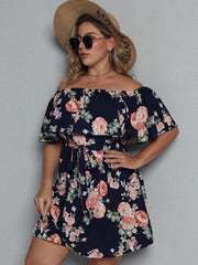 Floral Off Shoulder Plus Size Dress