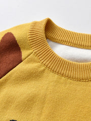 Kids Lion Print Knitted Winter Sweater