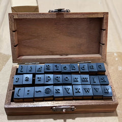 Vintage Alphabet Symbols Wooden Stamps Set - Lowercase Letter Seal Stamps