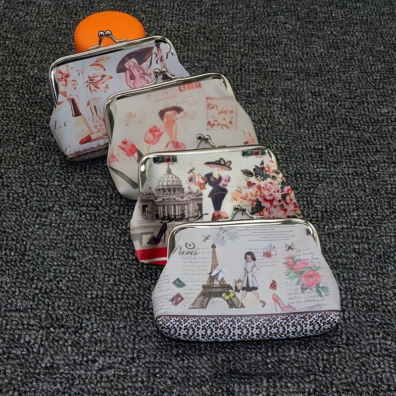 Vintage Floral Coin Purse Clutch Bag Kiss lock Closure Wallets For Women