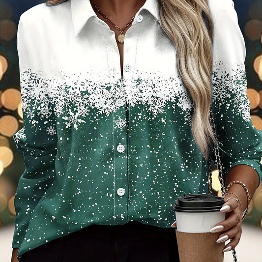 Colorblock Snowflake Blouse