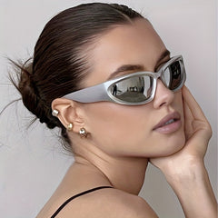 Y2K Wrap Around Sunglasses Futuristic Mirror Lens UV400