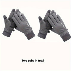 2 Pairs Winter Cycling Gloves Touch Screen Warm Anti Slip Windproof Gloves
