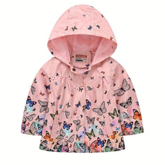 Girls Butterfly Cartoon Hooded Jacket