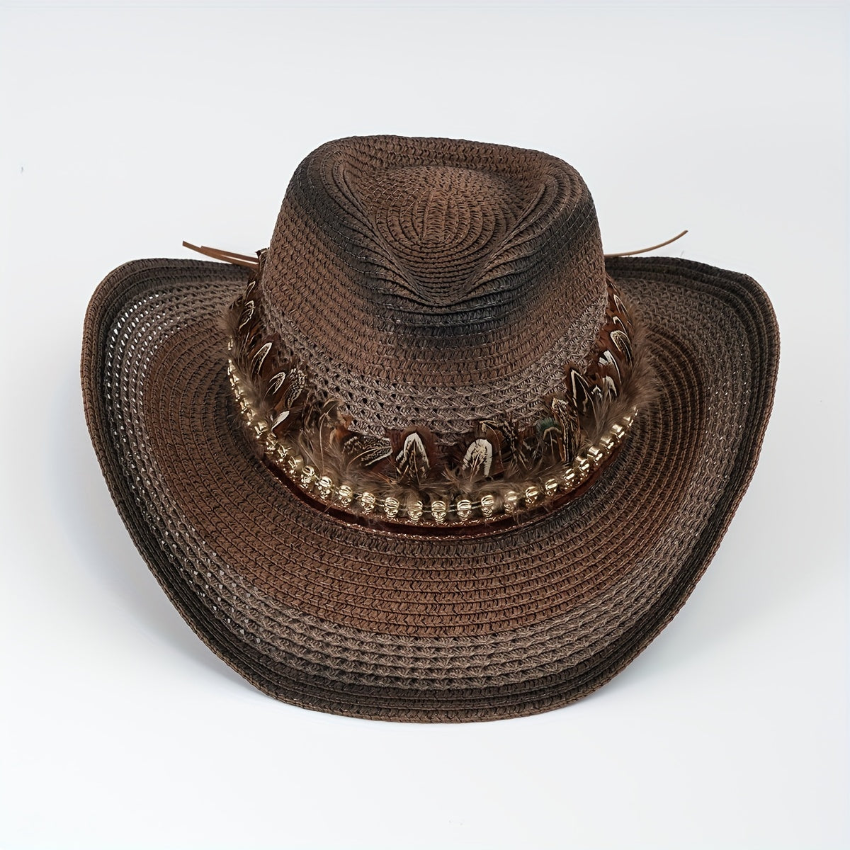 Ethnic Style Straw Cowboy Hat Skull Tibetan Vacation Beach Hat