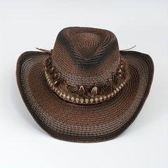 Ethnic Style Straw Cowboy Hat Skull Tibetan Vacation Beach Hat
