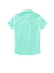 Kids Uniform Shirt Button Short Sleeve Pure Cotton Shirt Boys Girls School Unifo