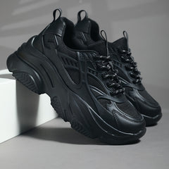 Women's Lace up Chunky Sneakers High Elastic Height Increased Running Shoes