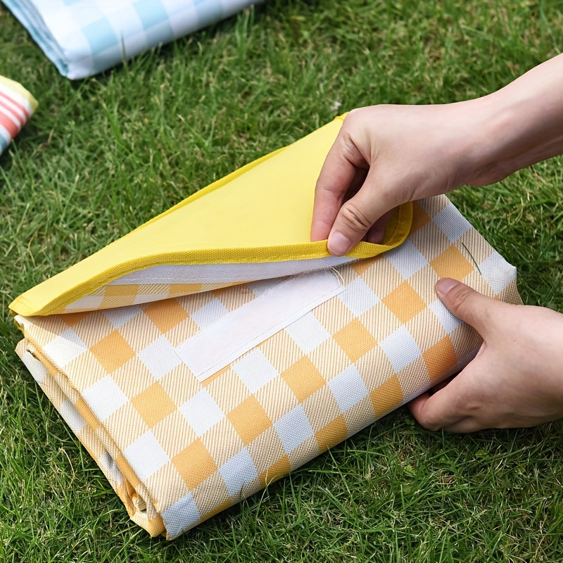 Thickened Outdoor Picnic Mat Portable 600D Oxford Plaid Picnic Cloth