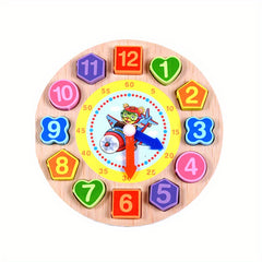 Wooden Number Animal Clock Shape Alarm Building Blocks