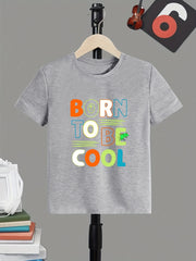 Boy's Letter Print T-shirt Active Short Sleeve Tee for Summer