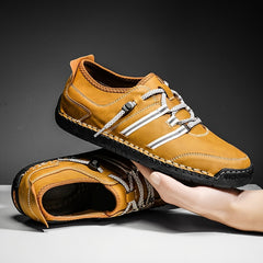 Men Leather Stitch Loafer Shoes Slip On Lightweight Dress Shoes
