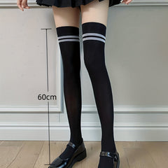Striped Thigh High Socks College Style Women's Stockings