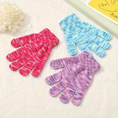Kids Winter Gloves Thick Warm Knitted Windproof Coldproof Outdoor Cycling Daily