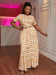 Plaid Print Knot Front 2pcs Set