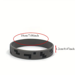 12pcs Pixel Theme Silicone Wristbands Printed Gaming Themed Silicone Bracelets