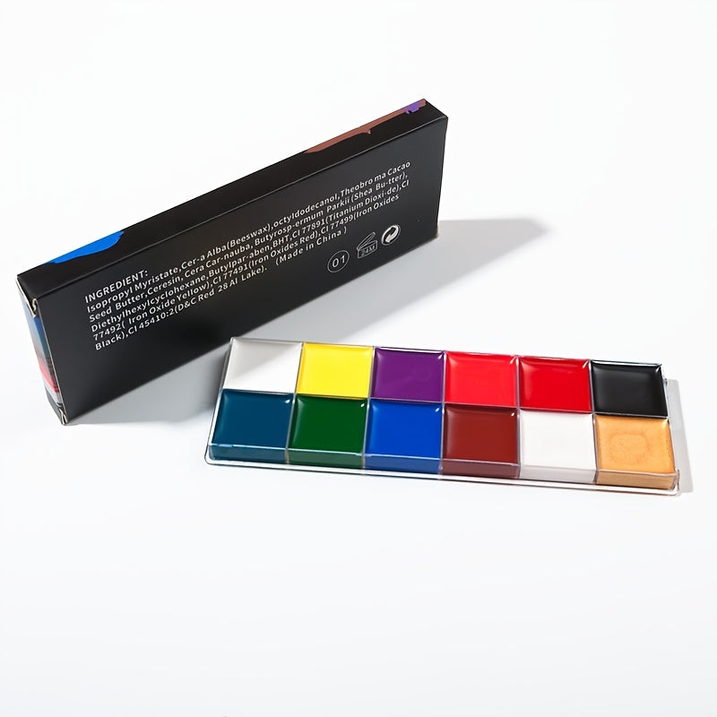 12 Colors Halloween Body Paint Paste Drama Makeup Palette