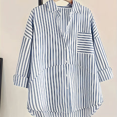 Stripe Print Long Sleeve Blouse