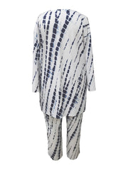 Tie Dye Plus Size 2 Piece Set Round Neck Tunic Top & Pants Outfit