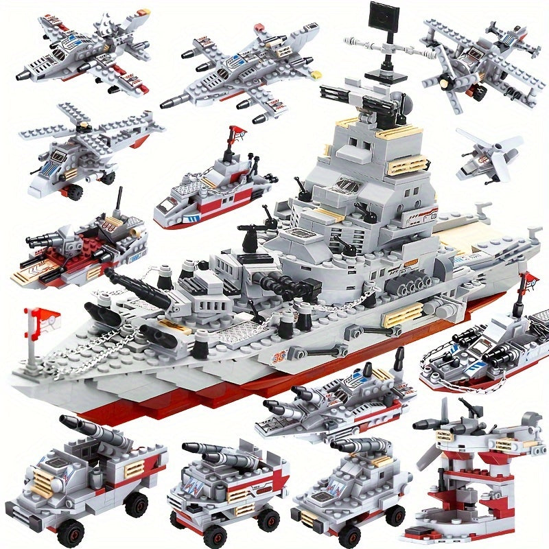 BRICZPLAY Military Aircraft Carrier Battleships and Warplane