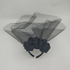 Bride Rose Wreath Veil Set - Until Death Headscarf Strap Bridal Party
