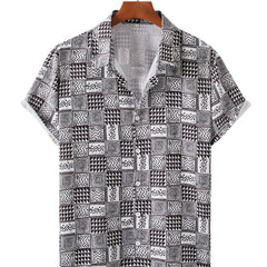 Men's Geometric Pattern Print Casual Short Sleeve Shirt