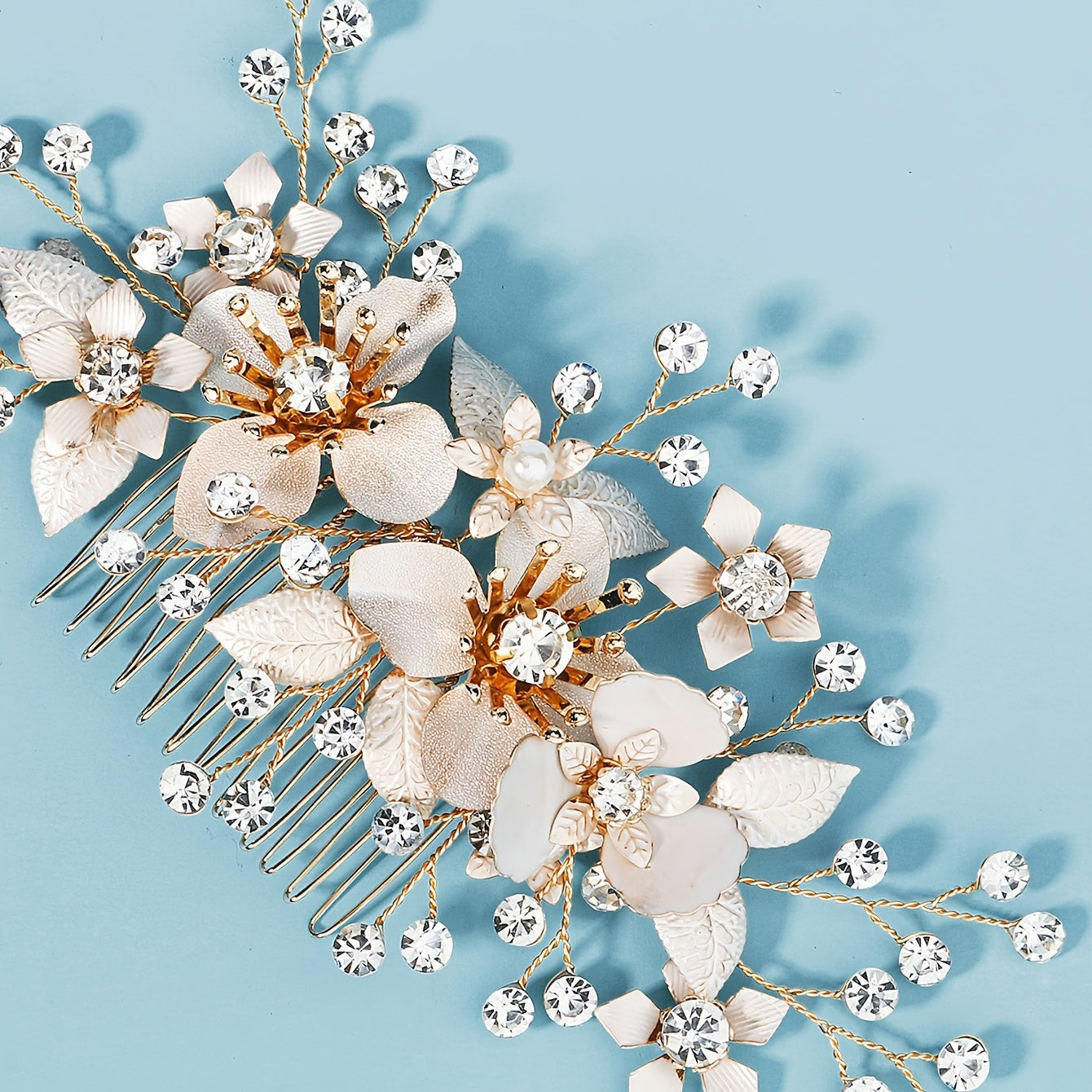 Rose Flower Bride Wedding Hair Comb Faux Pearl Bridal Hair Clip