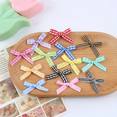 100pcs Colorful Plaid Small Bows DIY Hairpin Headgear Accessories