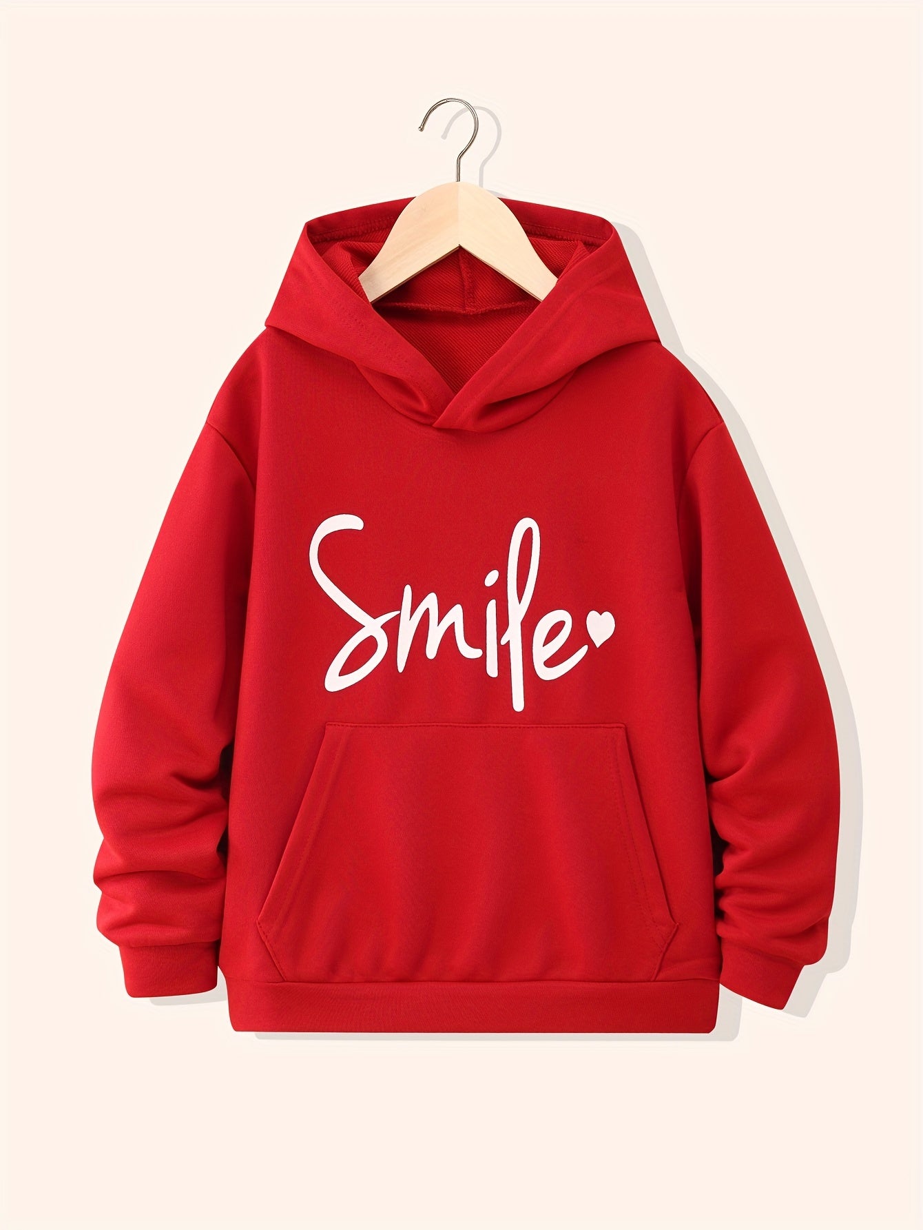 Girls 'Smile' Letter Print Hooded Sweatshirt Pullover Hoodie