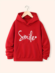 Girls 'Smile' Letter Print Hooded Sweatshirt Pullover Hoodie