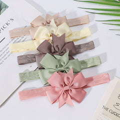 5 Pack of Bowknot Hairbands for Baby Girls - 16 Solid Nylon Headbands
