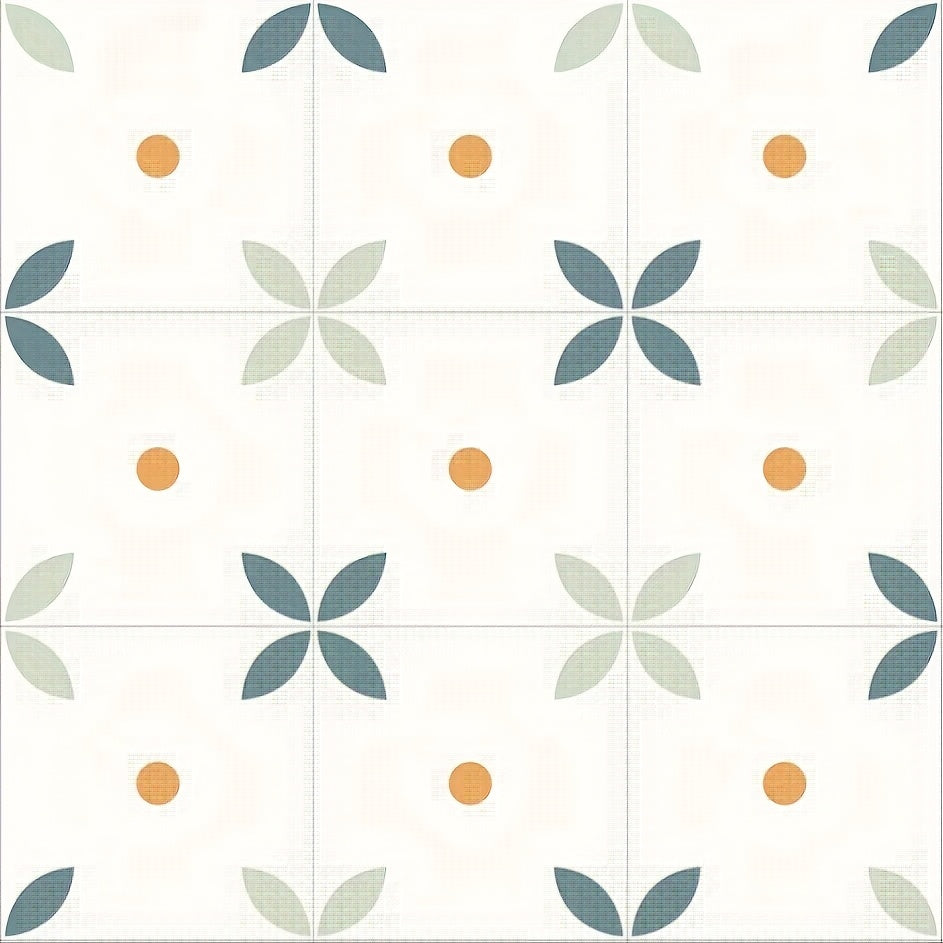 1x11.8 Inch Dollhouse Floor Tile Model PU Leather Floral Pattern Orange Flowers