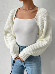 Casual Long Sleeve Open Front Crop Cardigan