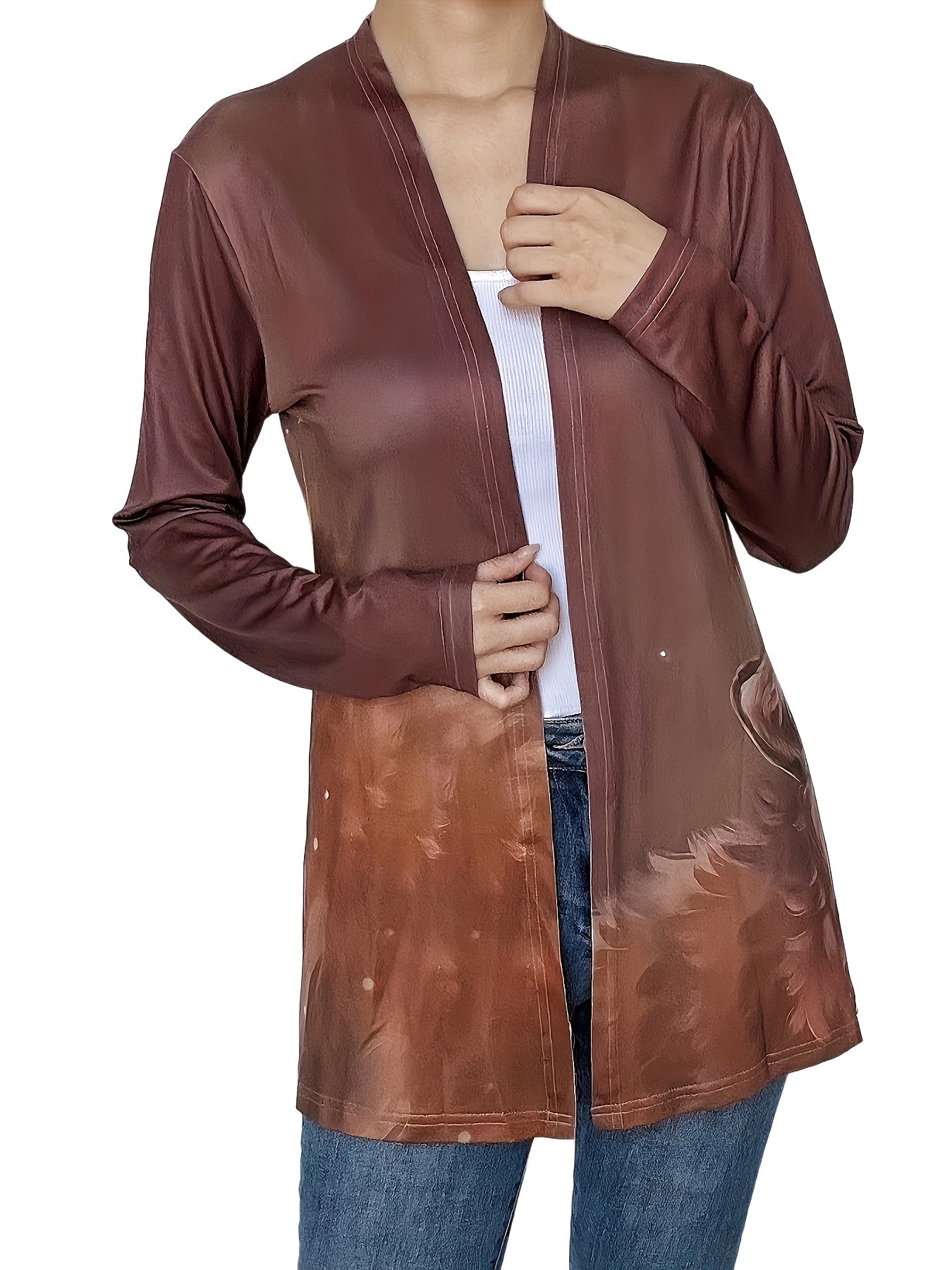 Women's Fox Print Open Front Cardigan