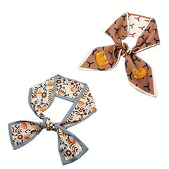 Vintage Floral Print Skinny Scarf Long Ribbon Neckerchief