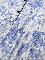 Floral Print Pajama Set Long Sleeve Top & Pants Women's Sleepwear
