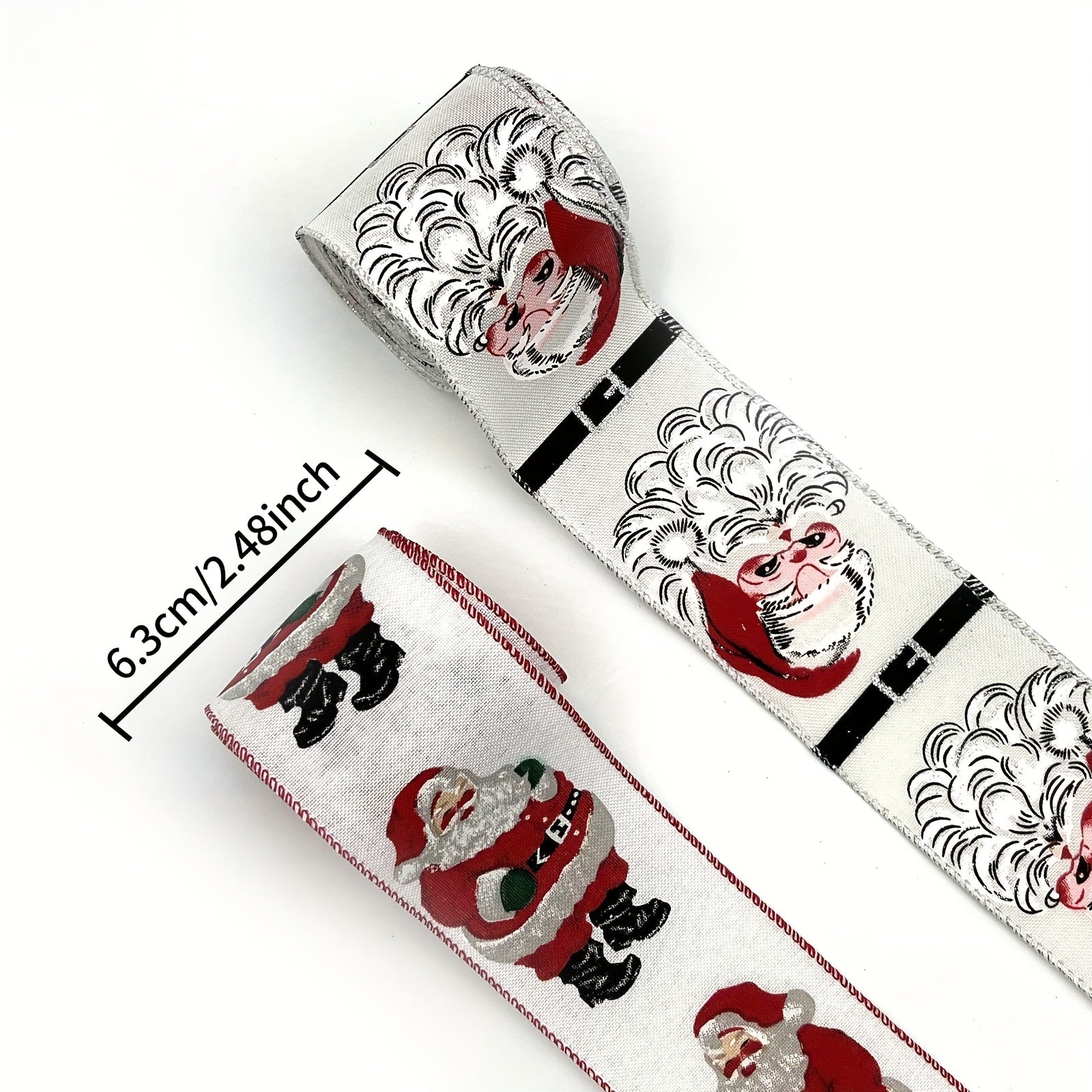 4 57 Meter Santa Christmas Ribbon For DIY Crafting Santa On Wired Edge