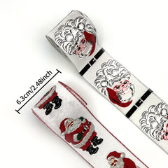 4 57 Meter Santa Christmas Ribbon For DIY Crafting Santa On Wired Edge