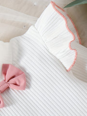 Baby Toddler High Neck Knit Top Pleated Skirt Set