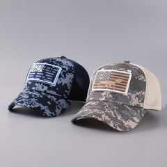 Mens Camouflage National Flag Letter Mesh Cap