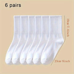 6 Pairs Men's Striped Crew Socks Cotton Blend Comfy Casual Outdoor All Season