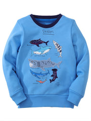 Kids Shark Printed Long Sleeve Round Neck Sweatshirt