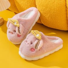 Men's Piggy Plush Slippers Warm Couple House Shoes Winter Autumn