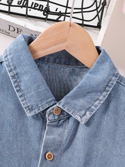 Boys Denim Top Casual Short Sleeve Shirt Summer Clothes
