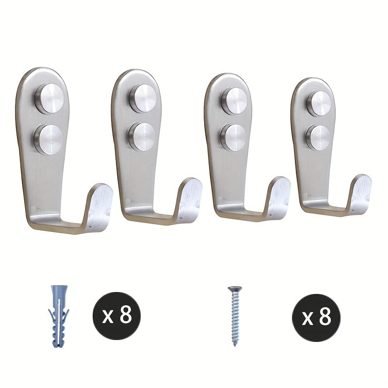 8pcs Stainless Steel Heavy Duty Wall Hooks Waterproof Hooks