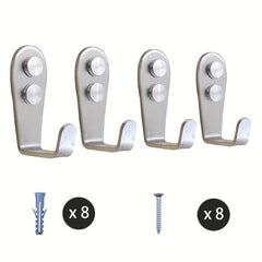 8pcs Stainless Steel Heavy Duty Wall Hooks Waterproof Hooks