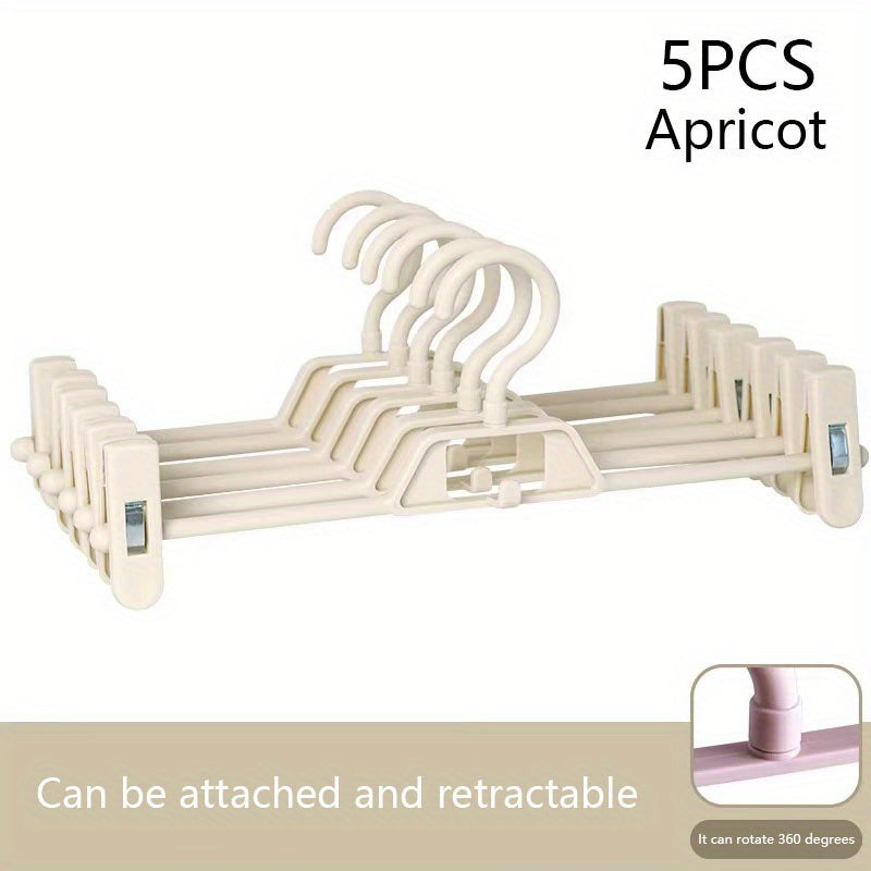 5pcs Retractable Trouser Rack Stacked Trousers Hanger Skirt Clip