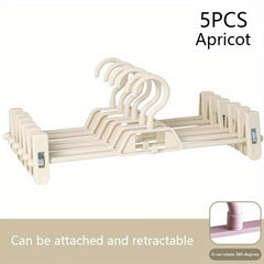 5pcs Retractable Trouser Rack Stacked Trousers Hanger Skirt Clip