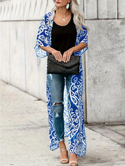 Tribal Print Boho Cover Up Maxi Kimono