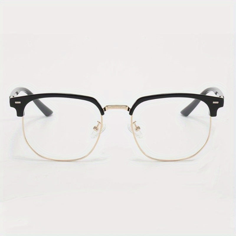 Square Clear Lens Glasses For Women Men Rivet Decor Spectacles Frame